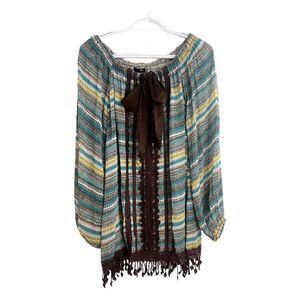 Ryu long sleeved balloon sleeved boho floral cotton floral  embroidered blouse